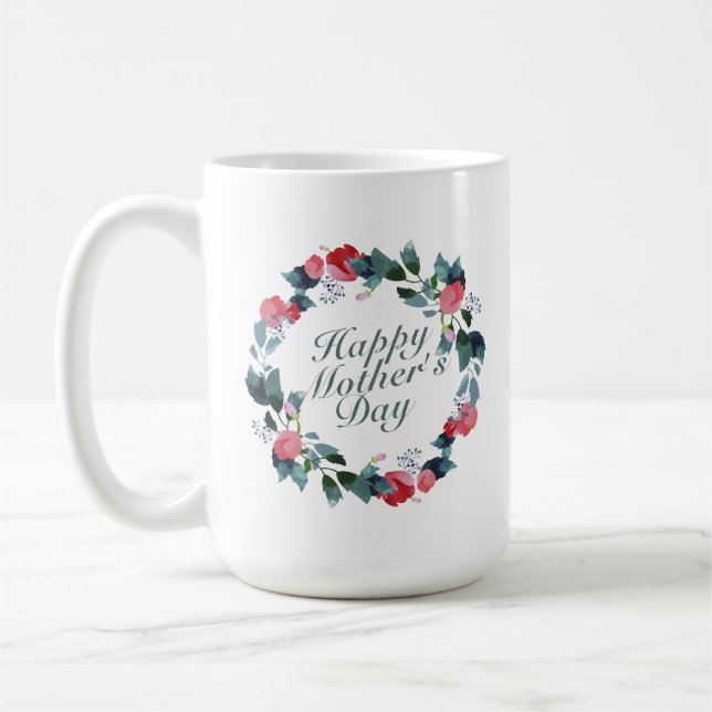 Elegant Happy Mother's Day Floral | Classic Mug (Left)