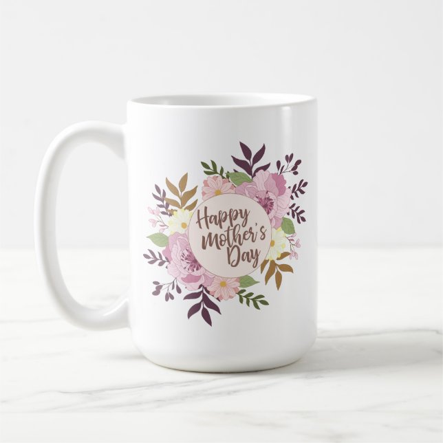 Elegant Happy Mother's Day Floral | Classic Mug (Left)