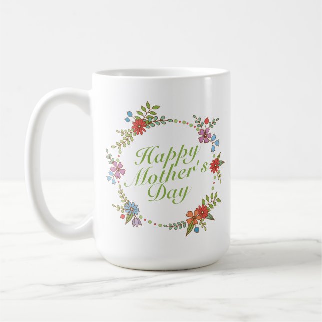 Elegant Happy Mother's Day Floral | Classic Mug (Left)