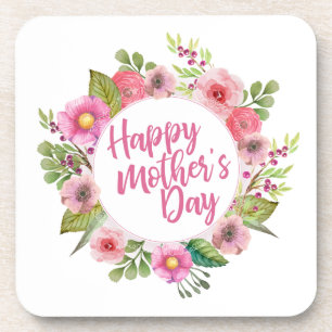 Elegant Happy Mother's Day Floral Coaster
