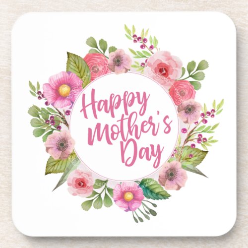 Elegant Happy Mothers Day Floral  Coaster