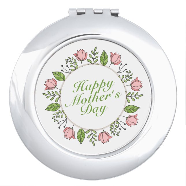 Elegant Happy Mother's Day Floral | Compact Mirror (Front)