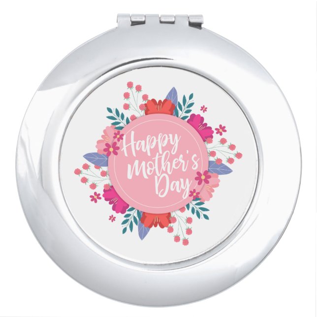 Elegant Happy Mother's Day Floral | Compact Mirror (Front)