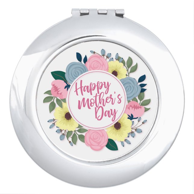 Elegant Happy Mother's Day Floral | Compact Mirror (Front)