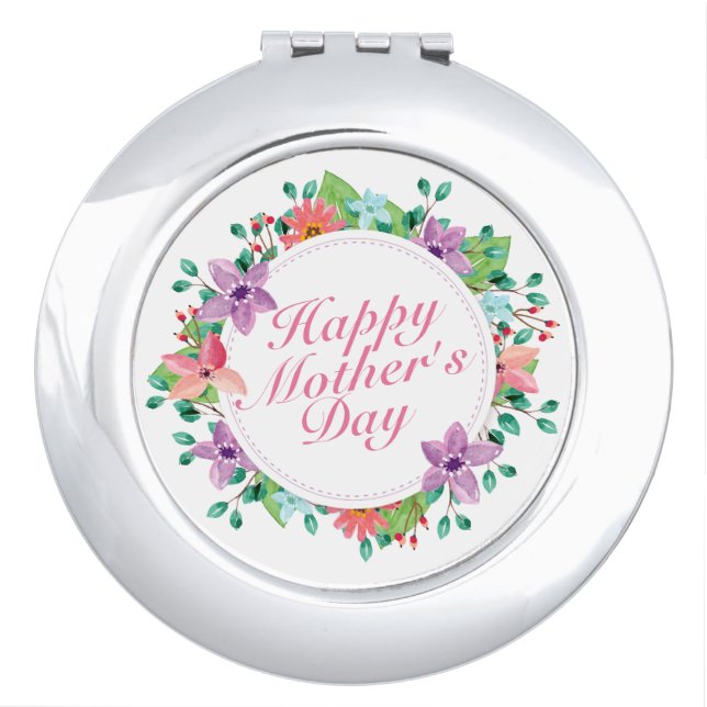 Elegant Happy Mother's Day Floral | Compact Mirror (Front)