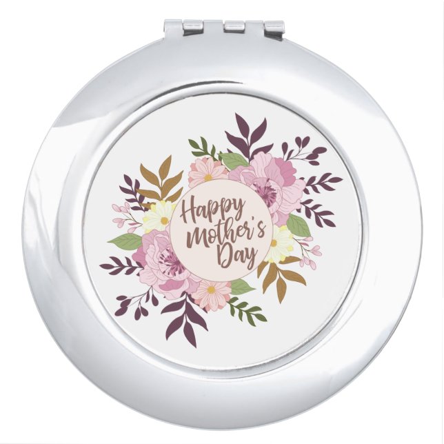 Elegant Happy Mother's Day Floral | Compact Mirror (Front)