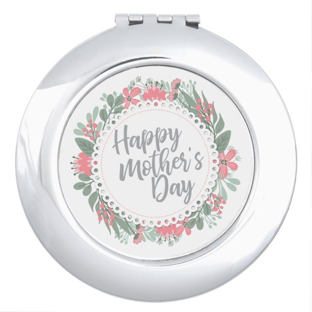 Elegant Happy Mother's Day Floral | Compact Mirror (Front)