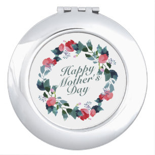 Elegant Happy Mother's Day Floral Compact Mirror
