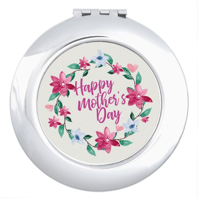 Elegant Happy Mother's Day Floral | Compact Mirror (Front)