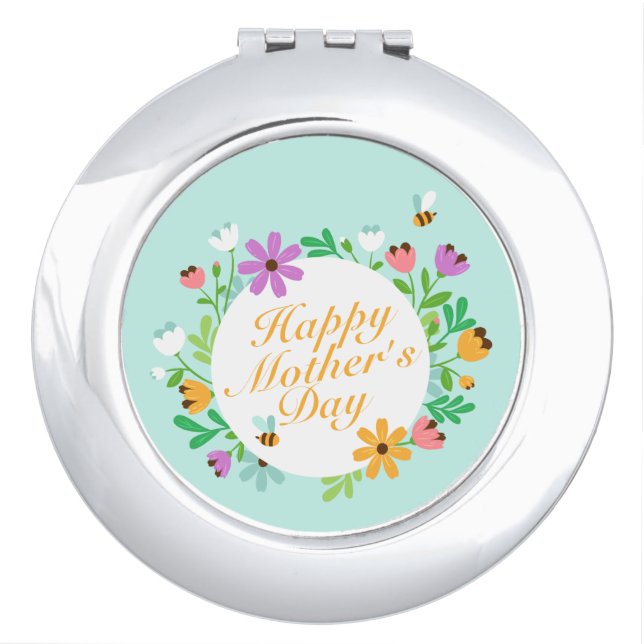 Elegant Happy Mother's Day Floral | Compact Mirror (Front)