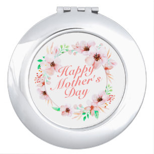 Elegant Happy Mother's Day Floral Compact Mirror