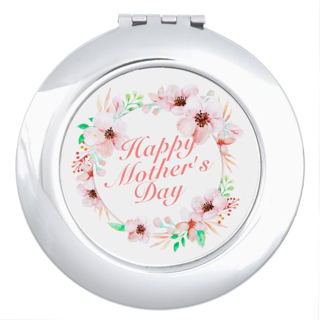Elegant Happy Mother's Day Floral | Compact Mirror (Front)