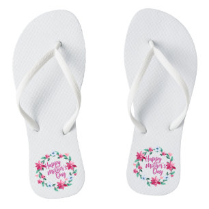 Elegant Happy Mother's Day Floral Flip Flops