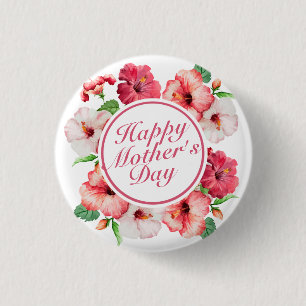 Elegant Happy Mother's Day Floral Frame Button