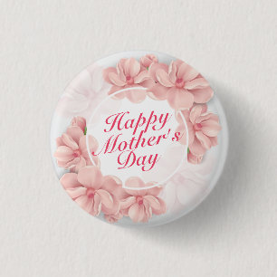 Elegant Happy Mother's Day Floral Frame Button