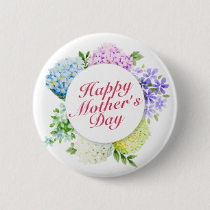 Elegant Happy Mother's Day Floral Frame Button
