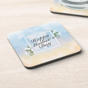 Elegant Happy Mother's Day Floral Frame Coaster