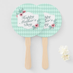Elegant Happy Mother's Day Floral Frame Hand Fan