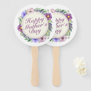 Elegant Happy Mother's Day Floral Frame Hand Fan