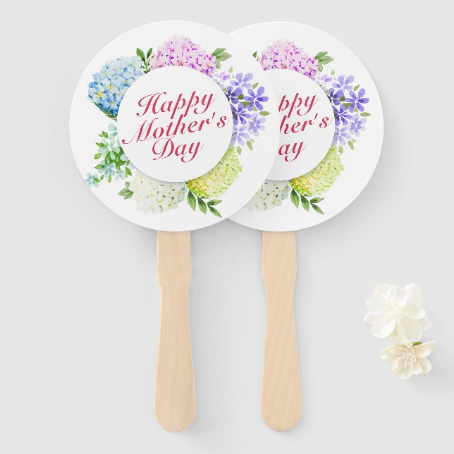 Elegant Happy Mother's Day Floral Frame Hand Fan (Front and Back)