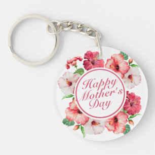 Elegant Happy Mother's Day Floral Frame Keychain