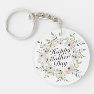 Elegant Happy Mother's Day Floral Frame Keychain