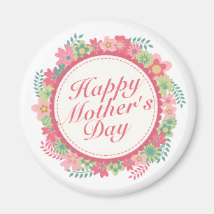 Elegant Happy Mother's Day Floral Frame Magnet
