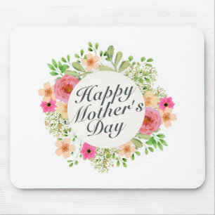 Elegant Happy Mother's Day Floral Frame Mousepad
