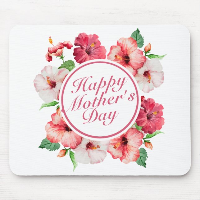 Elegant Happy Mother's Day Floral Frame Mousepad (Front)