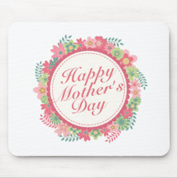 Elegant Happy Mother&#39;s Day Floral Frame Mousepad