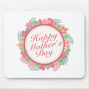 Elegant Happy Mother's Day Floral Frame Mousepad