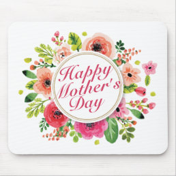 Elegant Happy Mother&#39;s Day Floral Frame Mousepad