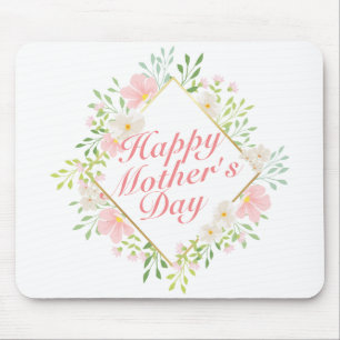 Elegant Happy Mother's Day Floral Frame Mousepad