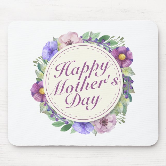 Elegant Happy Mother's Day Floral Frame Mousepad (Front)