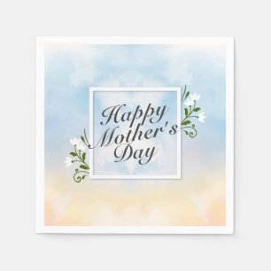Elegant Happy Mother's Day Floral Frame Napkin