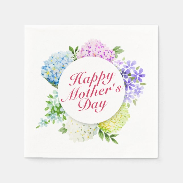 Elegant Happy Mother's Day Floral Frame Napkin (Front)