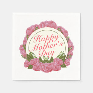 Elegant Happy Mother's Day Floral Frame Napkin
