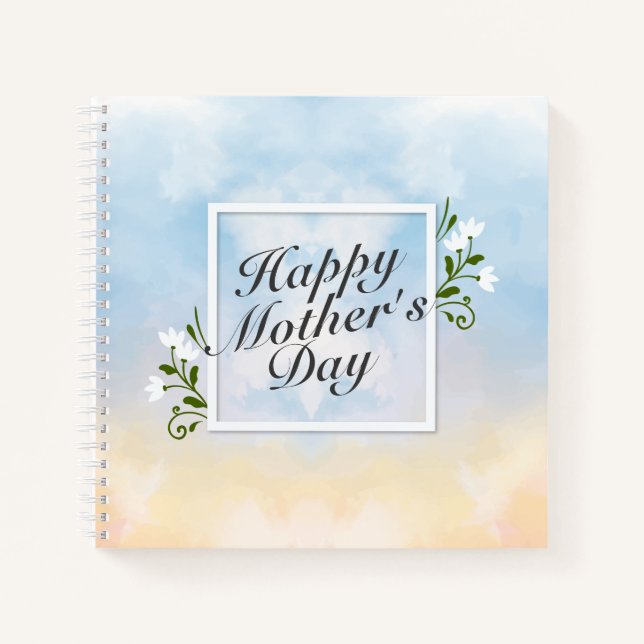 Elegant Happy Mother's Day Floral Frame Notebook (Front)