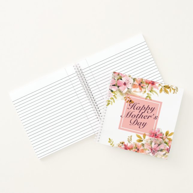 Elegant Happy Mother's Day Floral Frame Notebook (Inside)