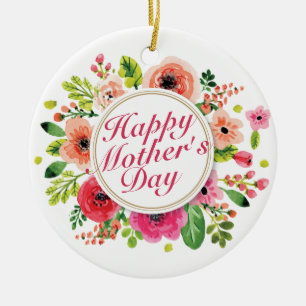 Elegant Happy Mother's Day Floral Frame Ornament
