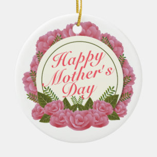Elegant Happy Mother's Day Floral Frame Ornament
