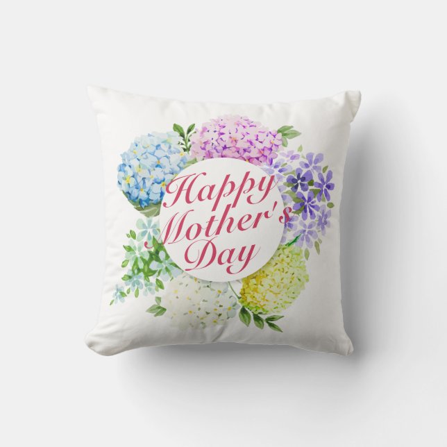 Elegant Happy Mother's Day Floral Frame | Pillow (Front)
