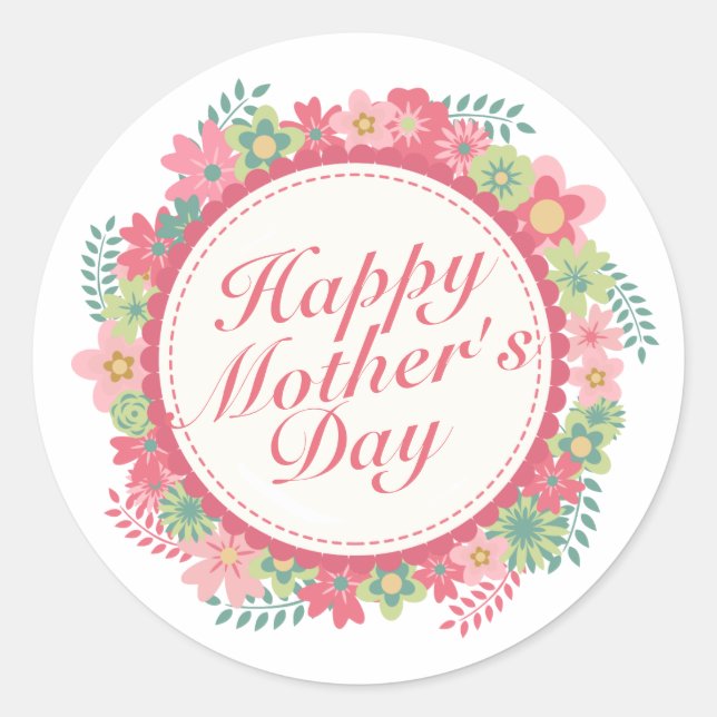 Elegant Happy Mother's Day Floral Frame Sticker (Front)