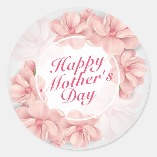 Elegant Happy Mother's Day Floral Frame Sticker (Front)