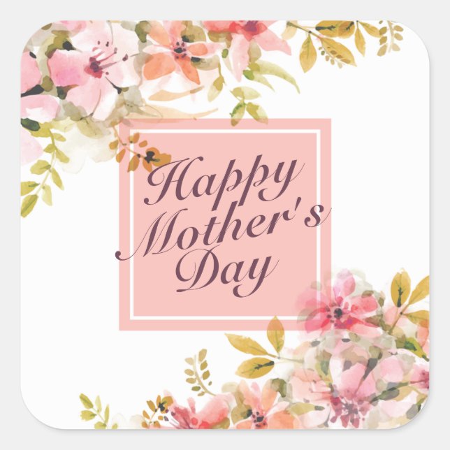 Elegant Happy Mother's Day Floral Frame Sticker (Front)