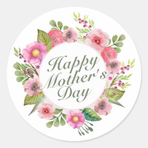 Elegant Happy Mother's Day Floral Frame Sticker