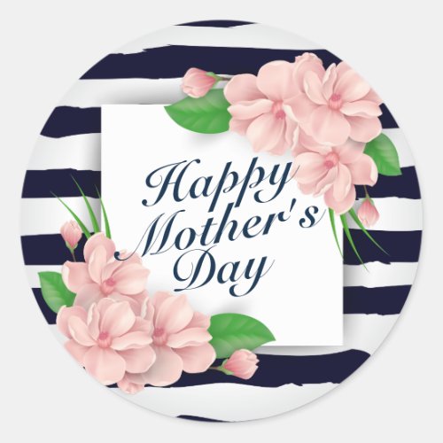 Elegant Happy Mothers Day Floral Frame Sticker