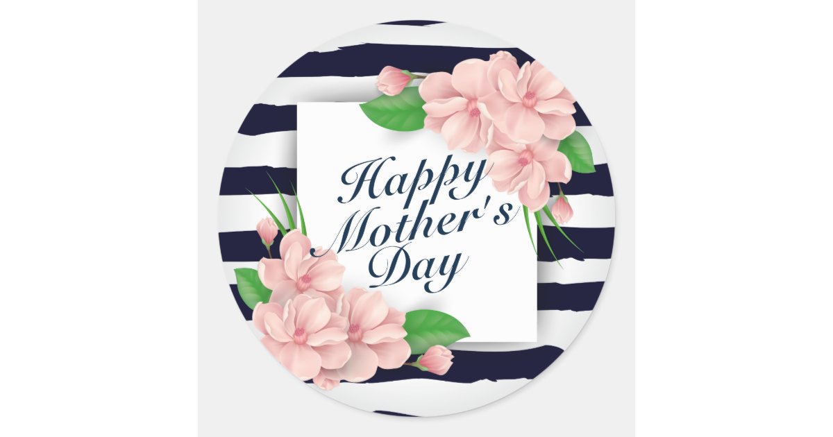 Elegant Happy Mother's Day Floral Frame Sticker | Zazzle.com