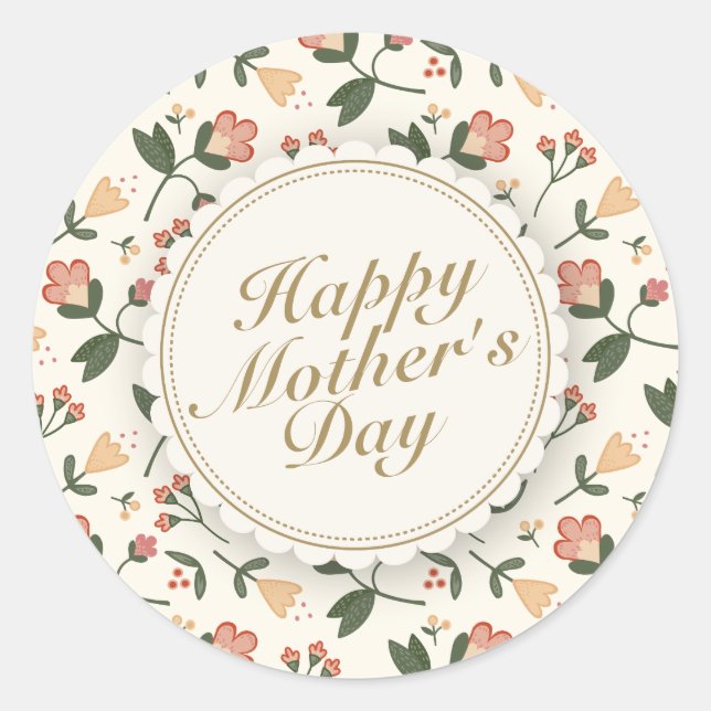 Elegant Happy Mother's Day Floral Frame Sticker (Front)