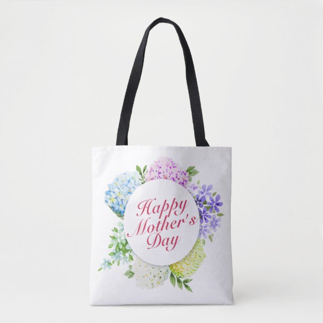 Elegant Happy Mother's Day Floral Frame Tote Bag (Front)